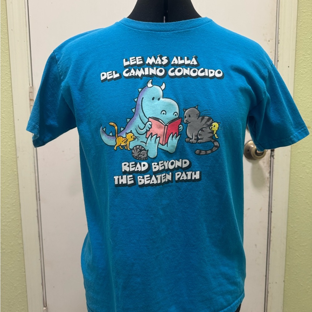 Gildan Heavy Cotton Blue T-Shirt Size L(boy)